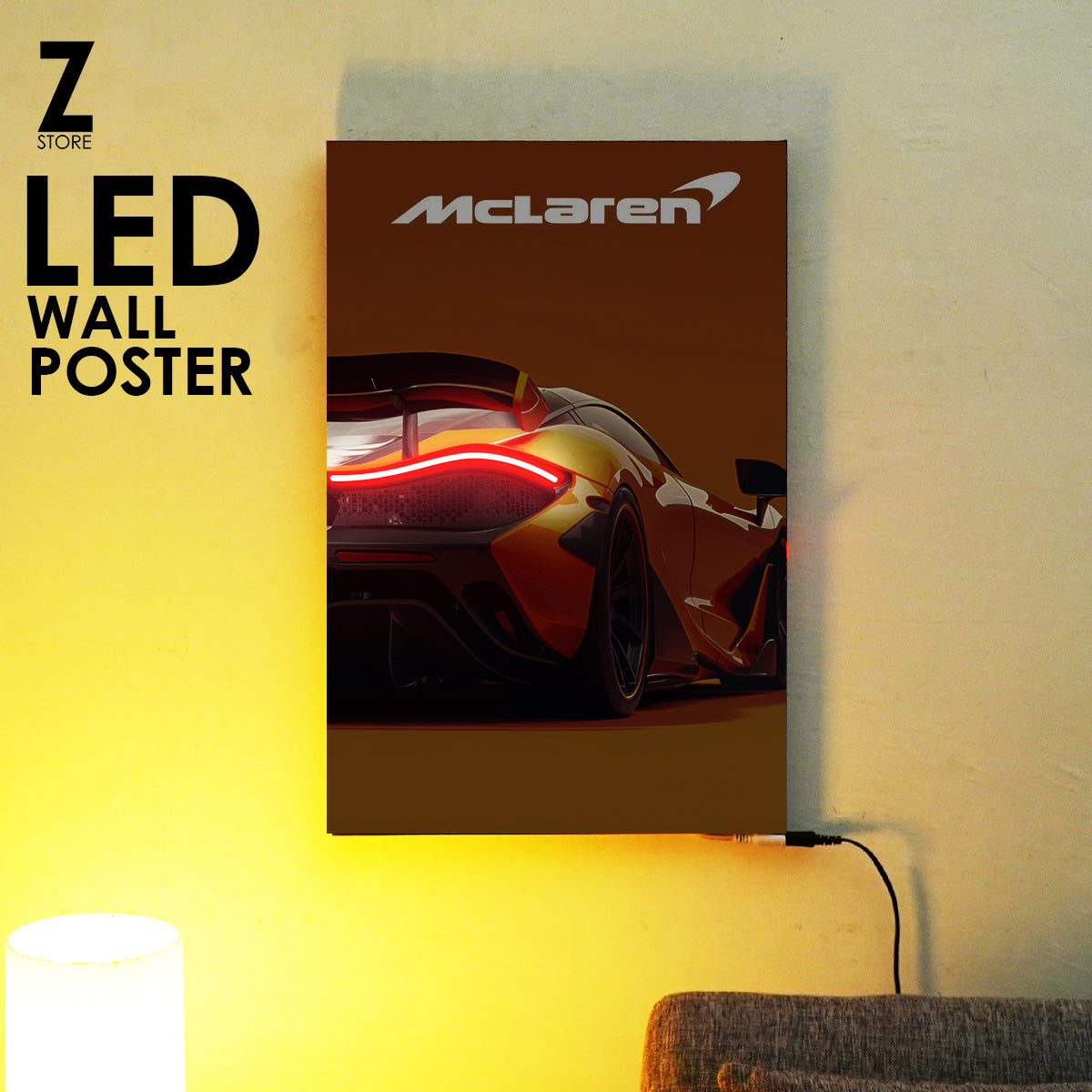 Mclaren Rear LEDs | LED Neon Frame Poster