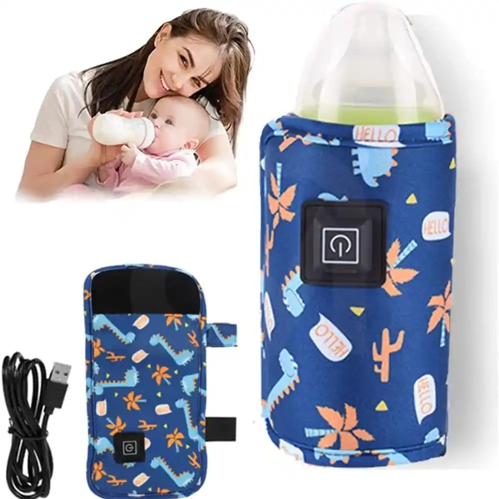 Portable USB Baby Bottle Warmer - Travel Milk Warmer Baby Feeding Bottle Warmer - Heating Thermostat Food Warmer