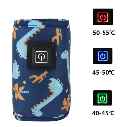 Portable USB Baby Bottle Warmer - Travel Milk Warmer Baby Feeding Bottle Warmer - Heating Thermostat Food Warmer