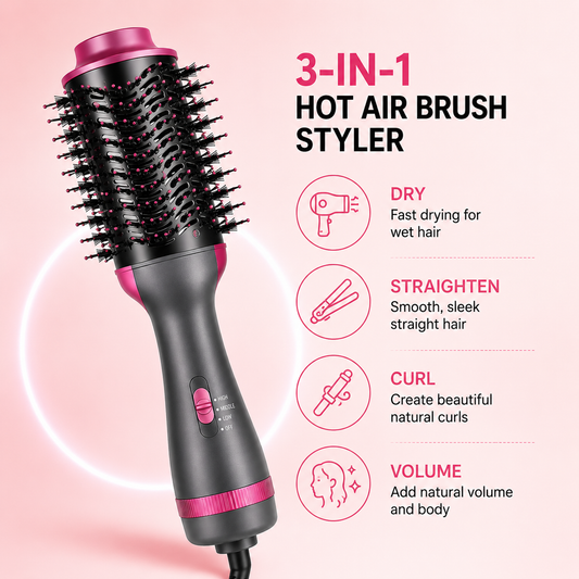 Professional 3-in-1 Hot Air Styler: Your Ultimate Dryer, Straightener, and Curler