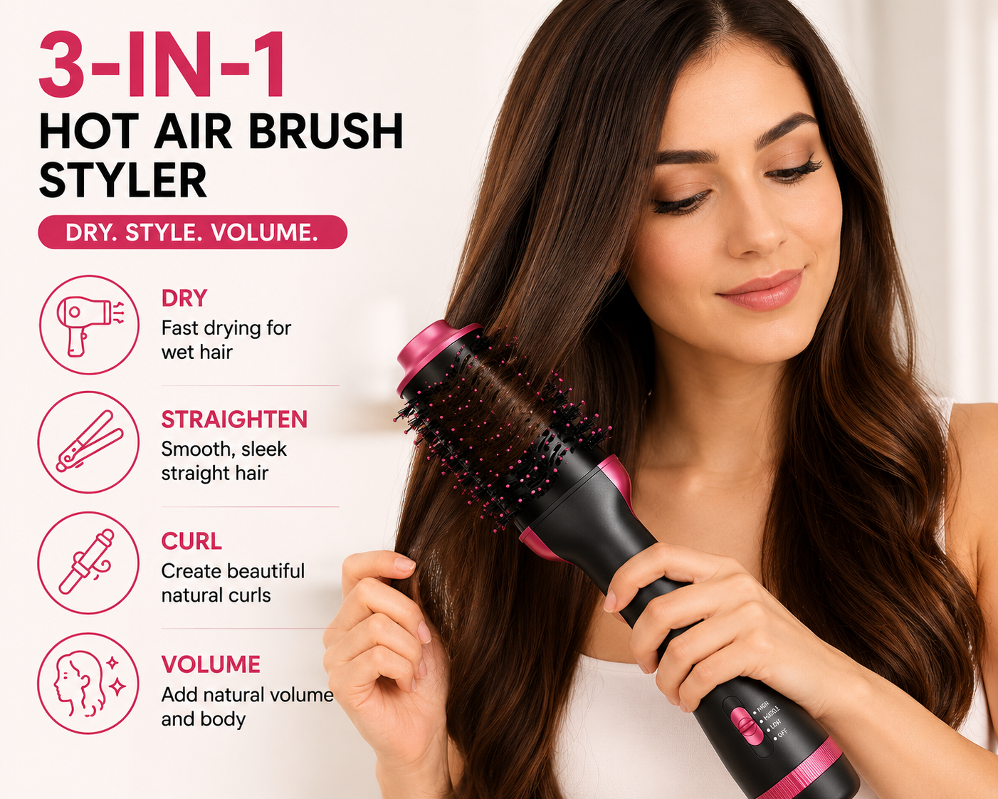 Professional 3-in-1 Hot Air Styler: Your Ultimate Dryer, Straightener, and Curler