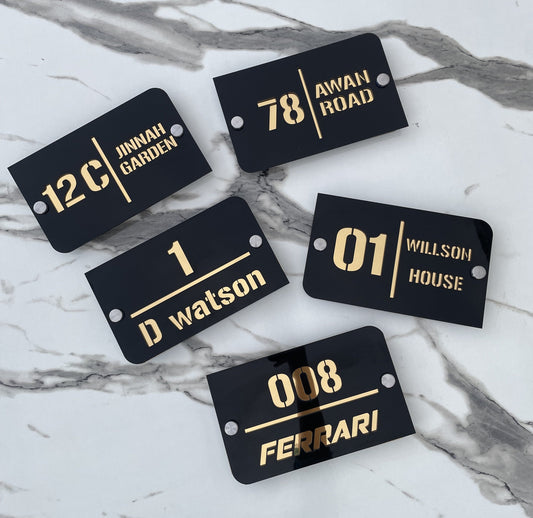 Customize Outdoor House Numbers Plate  ( Black with Golden )