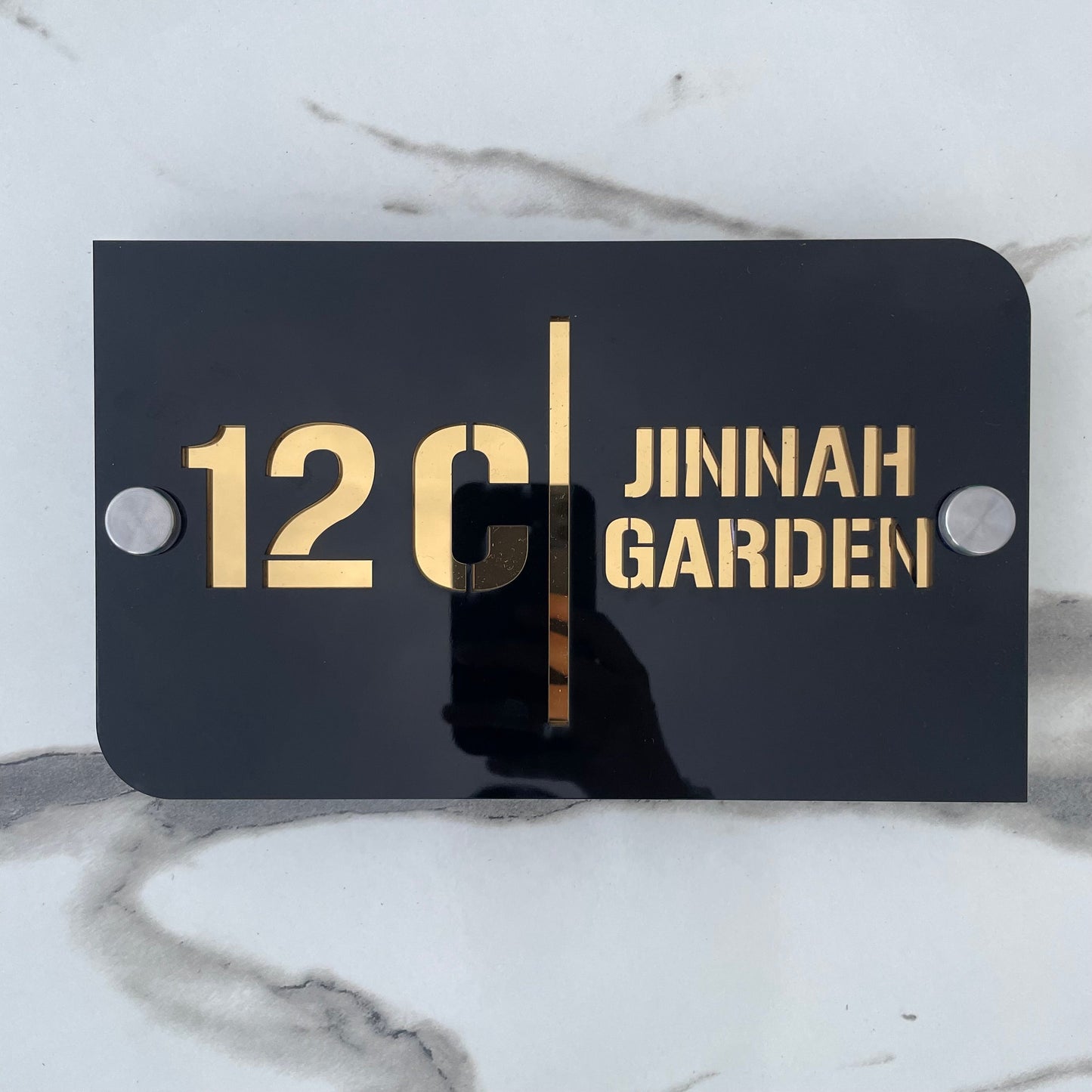 Customize Outdoor House Numbers Plate  ( Black with Golden )