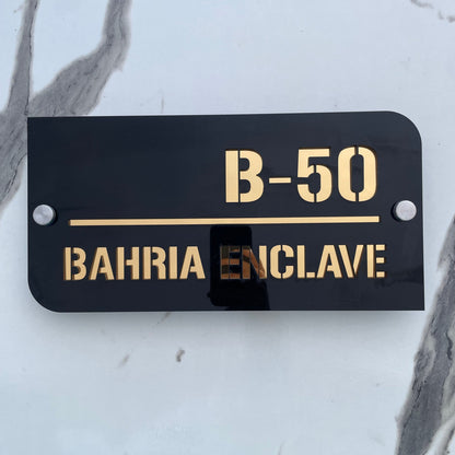 Customize Outdoor House Numbers Plate  ( Black with Golden )