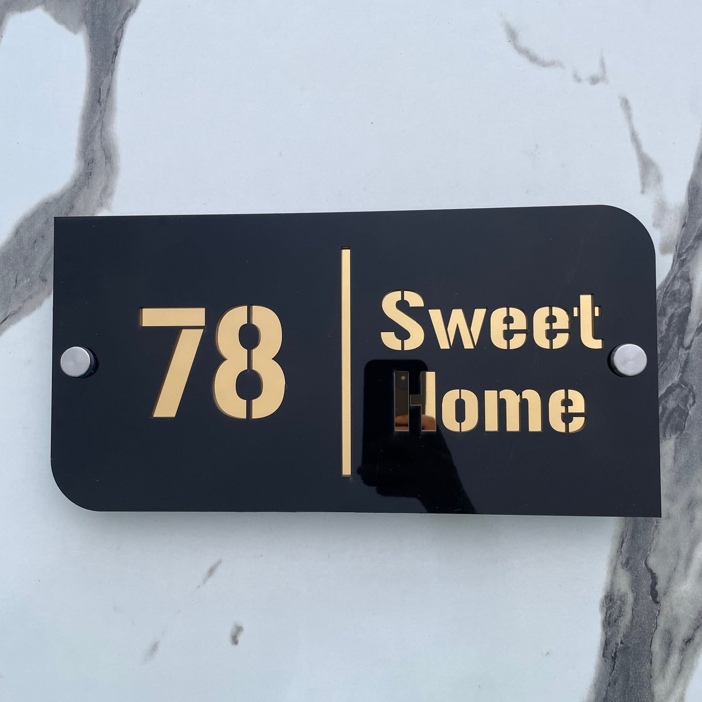 Customize Outdoor House Numbers Plate  ( Black with Golden )