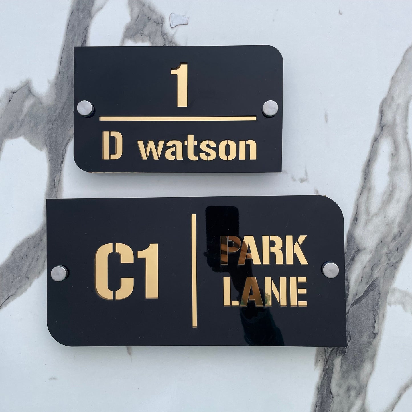 Customize Outdoor House Numbers Plate  ( Black with Golden )