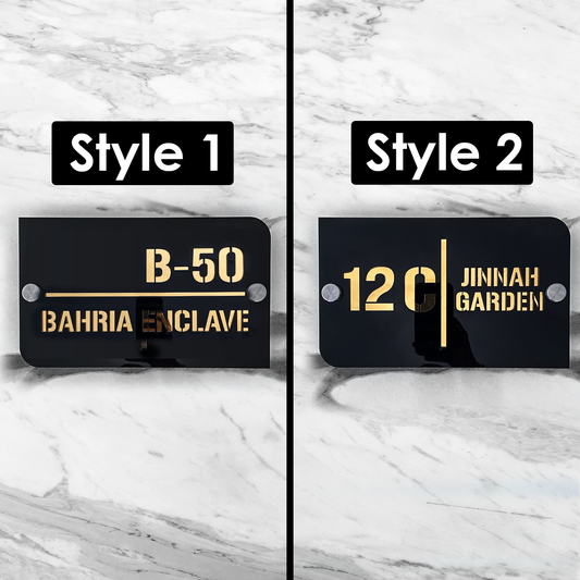 Customize Outdoor House Numbers Plate  ( Black with Golden )
