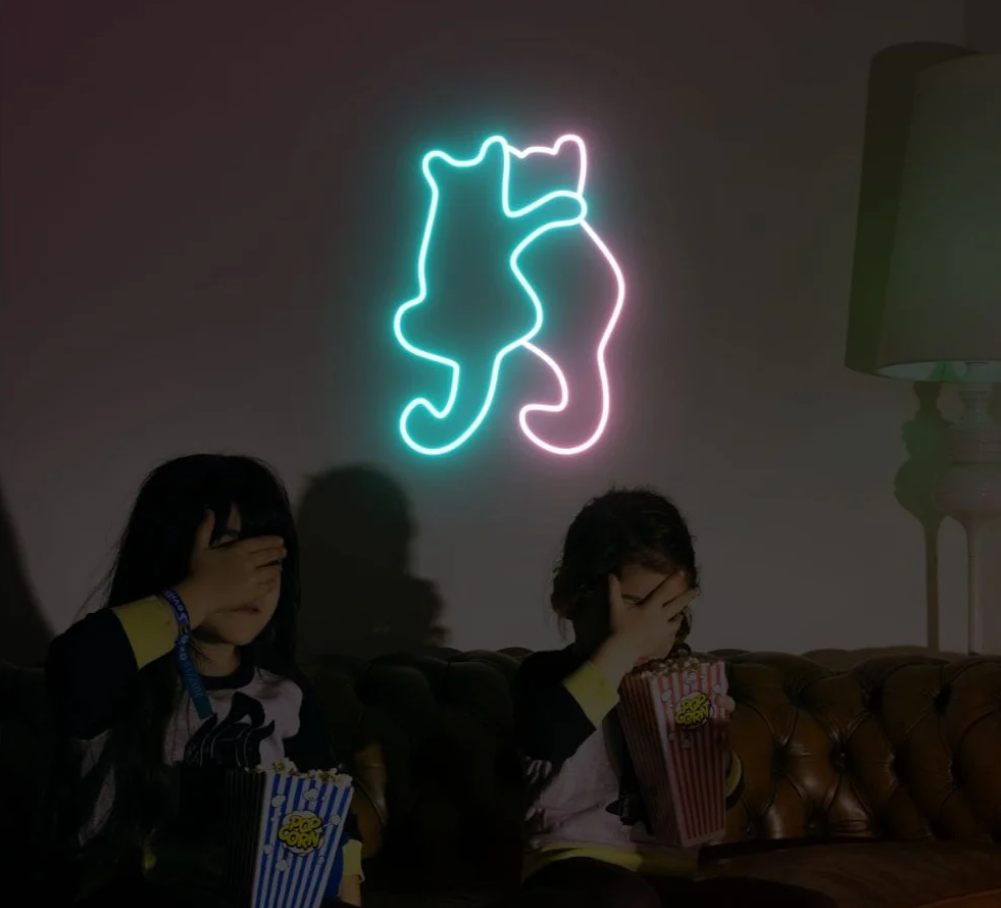 Cats Hugging Neon Sign