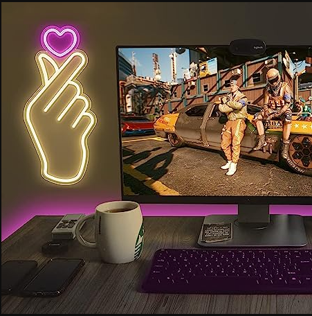 Finger Heart Love - LED Neon Sign for Room wall