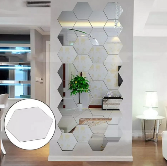 Acrylic Hexagon wall decor Mirror (SILVER)